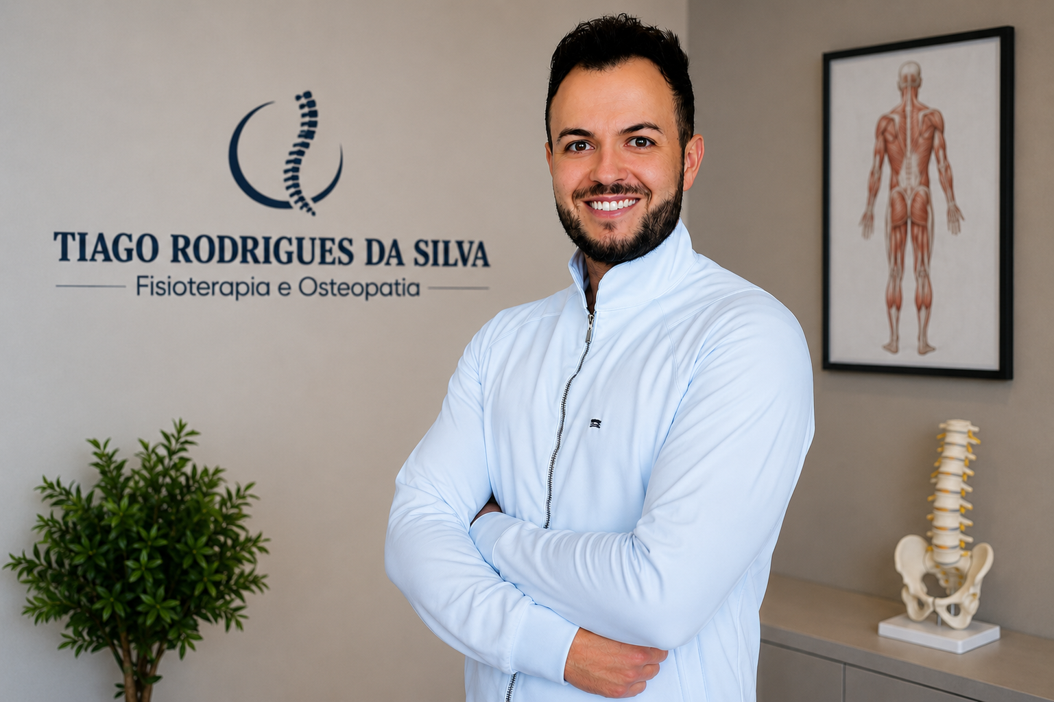 Tiago Rodrigues da Silva, fisioterapeuta e osteopata, em seu consultório em Patrocínio-MG